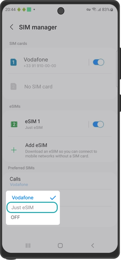 6. Select <b>Just eSIM for Mobile Data</b>