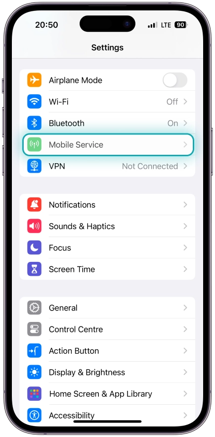 Go to <b>Mobile Service</b>